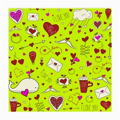 Valentin s Day Love Hearts Pattern Red Pink Green Medium Glasses Cloth by EDDArt