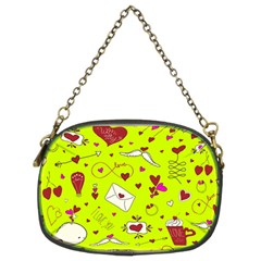 Valentin s Day Love Hearts Pattern Red Pink Green Chain Purse (two Sides) by EDDArt