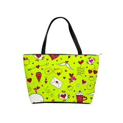 Valentin s Day Love Hearts Pattern Red Pink Green Classic Shoulder Handbag by EDDArt