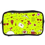 Valentin s Day Love Hearts Pattern Red Pink Green Toiletries Bag (Two Sides) Back