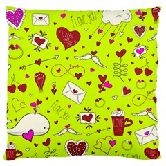 Valentin s Day Love Hearts Pattern Red Pink Green Standard Flano Cushion Case (two Sides) by EDDArt