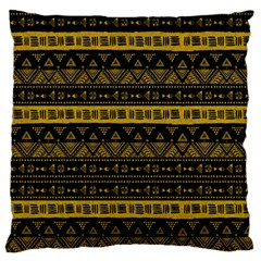 Native American Ornaments Watercolor Pattern Black Gold Large Flano Cushion Case (two Sides) by EDDArt