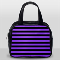 Purple Stripes Classic Handbag (one Side) by ArtistRoseanneJones