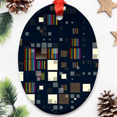 Blocks Pattern Rainbow Texture Oval Ornament (two Sides) by Pakrebo