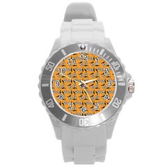 Daisy Orange Round Plastic Sport Watch (l) by snowwhitegirl