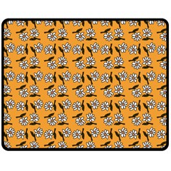 Daisy Orange Double Sided Fleece Blanket (medium)  by snowwhitegirl