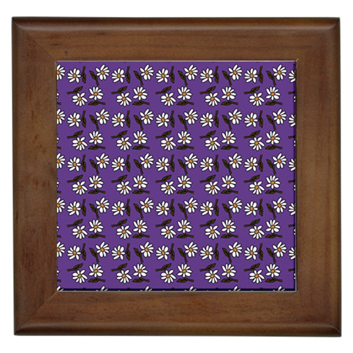 Daisy Purple Framed Tiles