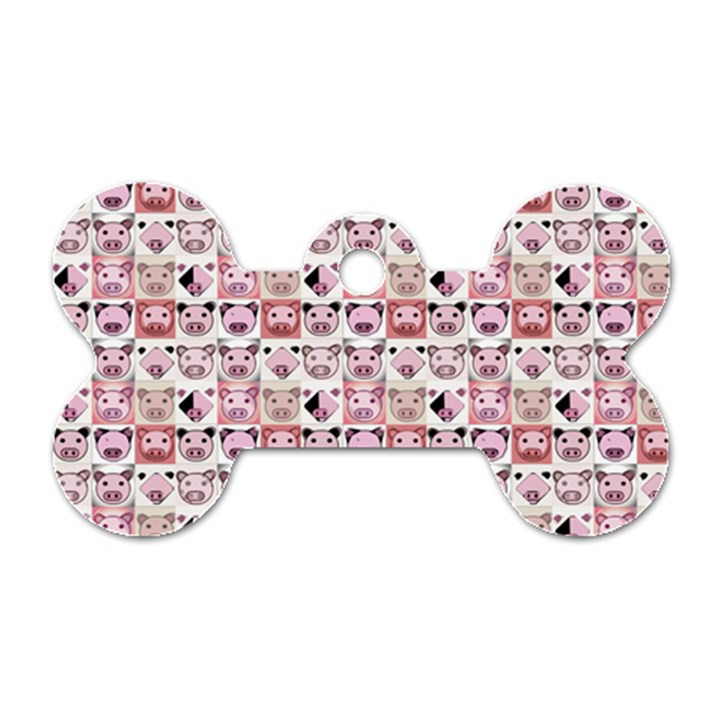 Graphic Seamless Pattern Pig Dog Tag Bone (Two Sides)