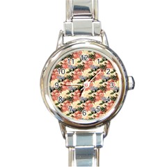 Flower Floral Decoration Pattern Round Italian Charm Watch by Pakrebo