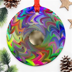 Rainbow Plasma Neon Round Ornament (two Sides) by HermanTelo