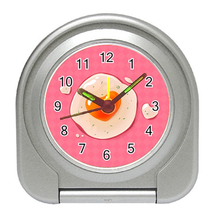 Omelette Heart Pink Valentine Travel Alarm Clock