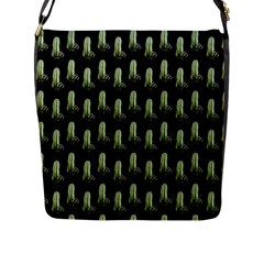 Cactus Black Pattern Flap Closure Messenger Bag (l) by snowwhitegirl