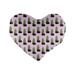 Cactus Pink Pattern Standard 16  Premium Flano Heart Shape Cushions by snowwhitegirl