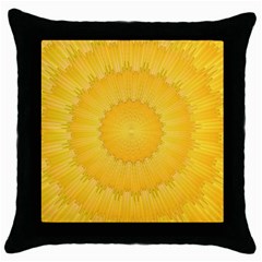 Wave Lines Yellow Throw Pillow Case (black) by HermanTelo