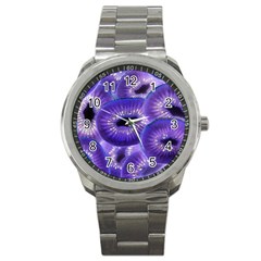 Sliced Kiwi Fruits Purple Sport Metal Watch by Pakrebo