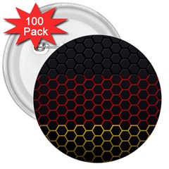 Germany Flag Hexagon 3  Buttons (100 Pack)  by HermanTelo