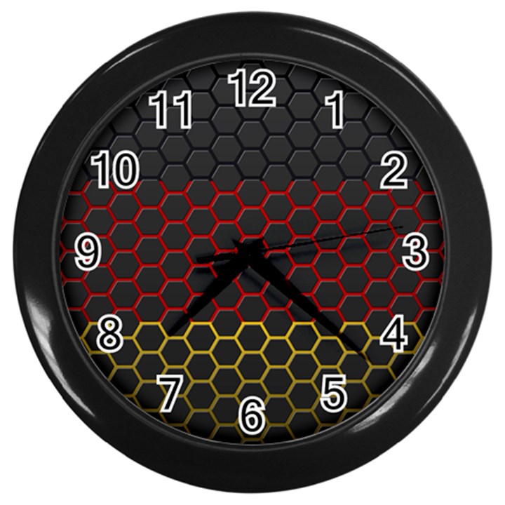 Germany Flag Hexagon Wall Clock (Black)