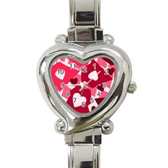 Pink Hearts Pattern Love Shape Heart Italian Charm Watch by Bajindul