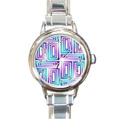 Geometric Metallic Aqua Purple Round Italian Charm Watch by HermanTelo