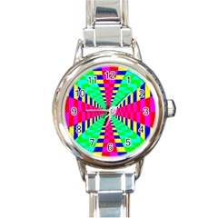 Maze Rainbow Vortex Round Italian Charm Watch by HermanTelo