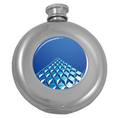 Art Building Pattern Abstract Round Hip Flask (5 Oz) by Pakrebo