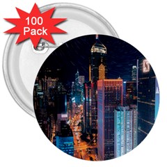 High Rise Buildings With Lights 3  Buttons (100 Pack)  by Pakrebo