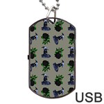 Gothic Girl Rose Grey Pattern Dog Tag USB Flash (One Side) Front