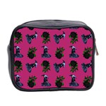 Gothic Girl Rose Pink Pattern Mini Toiletries Bag (Two Sides) Back