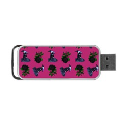 Gothic Girl Rose Pink Pattern Portable Usb Flash (two Sides) by snowwhitegirl