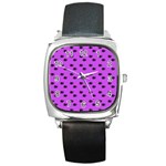 Purple Eyes Square Metal Watch Front