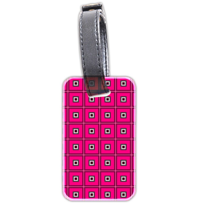 Pink Pattern Squares Luggage Tag (two sides)