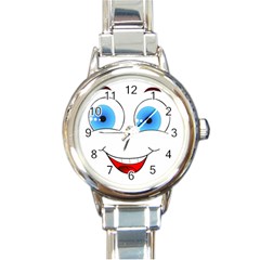 Smiley Face Laugh Comic Funny Round Italian Charm Watch by Sudhe