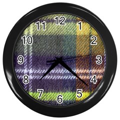 Yellow Plaid Flannel Wall Clock (black) by snowwhitegirl