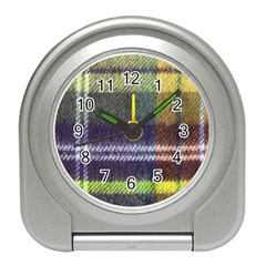 Yellow Plaid Flannel Travel Alarm Clock by snowwhitegirl