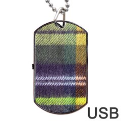 Yellow Plaid Flannel Dog Tag Usb Flash (two Sides) by snowwhitegirl