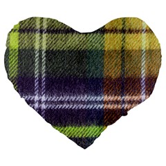 Yellow Plaid Flannel Large 19  Premium Flano Heart Shape Cushions by snowwhitegirl