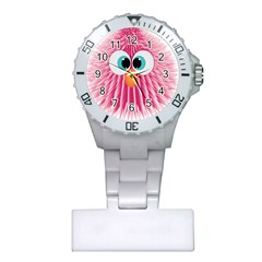 Bird Fluffy Animal Cute Feather Pink Plastic Nurses Watch by Sudhe