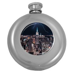 Architecture Buildings City Round Hip Flask (5 Oz) by Simbadda