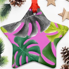 Tropical Greens Leaves Design Star Ornament (two Sides) by Simbadda