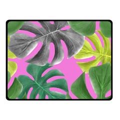 Tropical Greens Leaves Design Double Sided Fleece Blanket (small)  by Simbadda