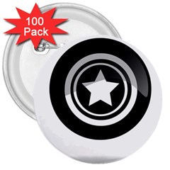 Star Black Button 3  Buttons (100 Pack)  by Pakrebo