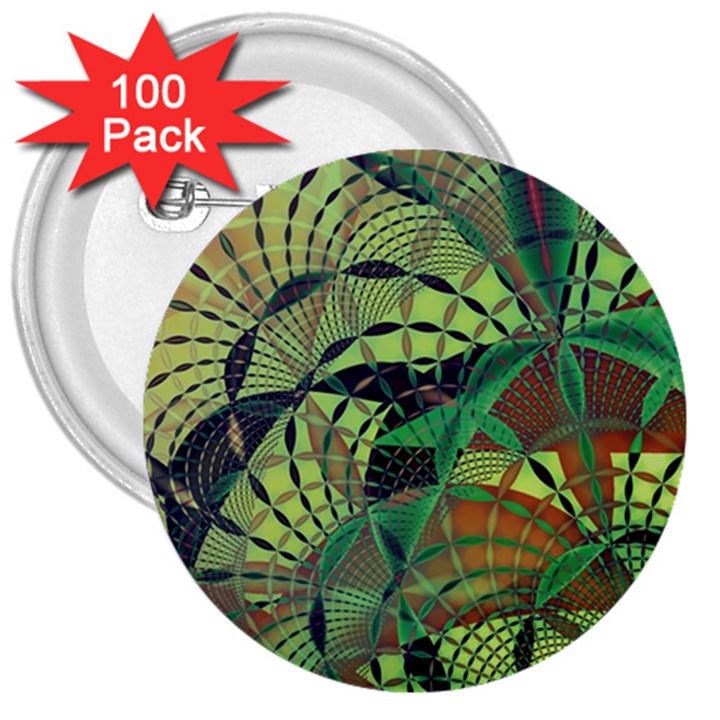 Design Background Concept Fractal 3  Buttons (100 pack) 