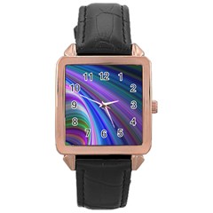 Background Abstract Curves Rose Gold Leather Watch  by Bajindul