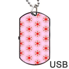 Texture Star Backgrounds Pink Dog Tag Usb Flash (one Side) by HermanTelo