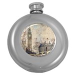 London Westminster Bridge Building Round Hip Flask (5 oz) Front