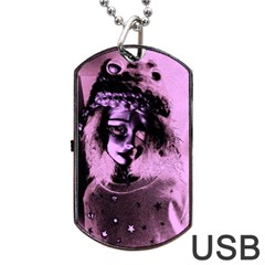 Sad Doll Pink Glow Dog Tag Usb Flash (one Side) by snowwhitegirl