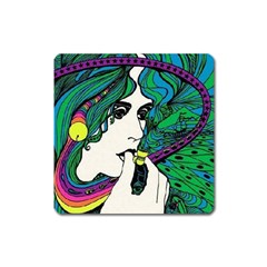 Acid Queen Psychedelic Hippie Magnet (square) by jmujunen