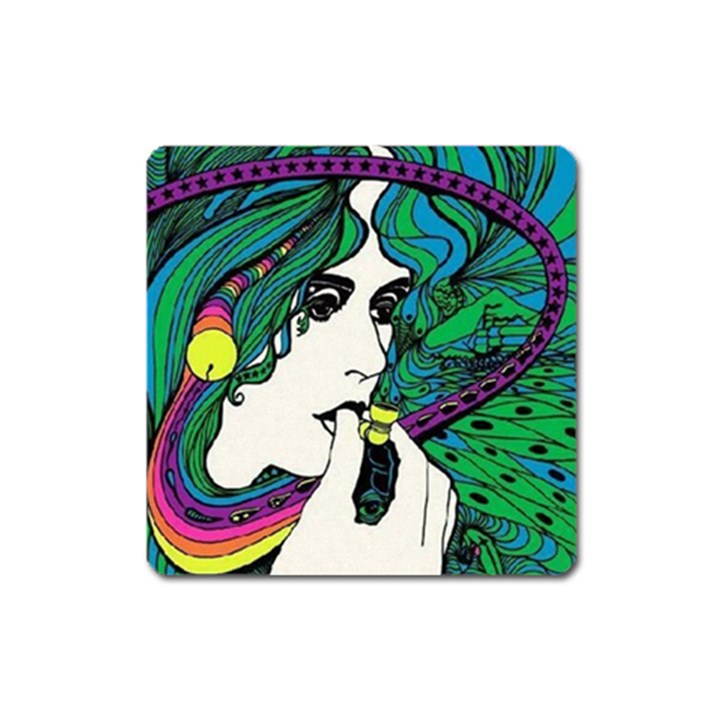 Acid Queen Psychedelic Hippie Magnet (Square)