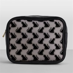 Black Cats On Gray Mini Toiletries Bag (one Side) by bloomingvinedesign