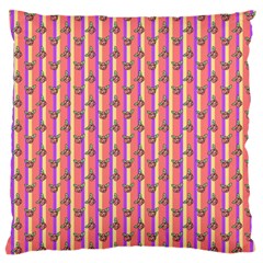 Pink Stripe & Roses Large Flano Cushion Case (two Sides) by charliecreates